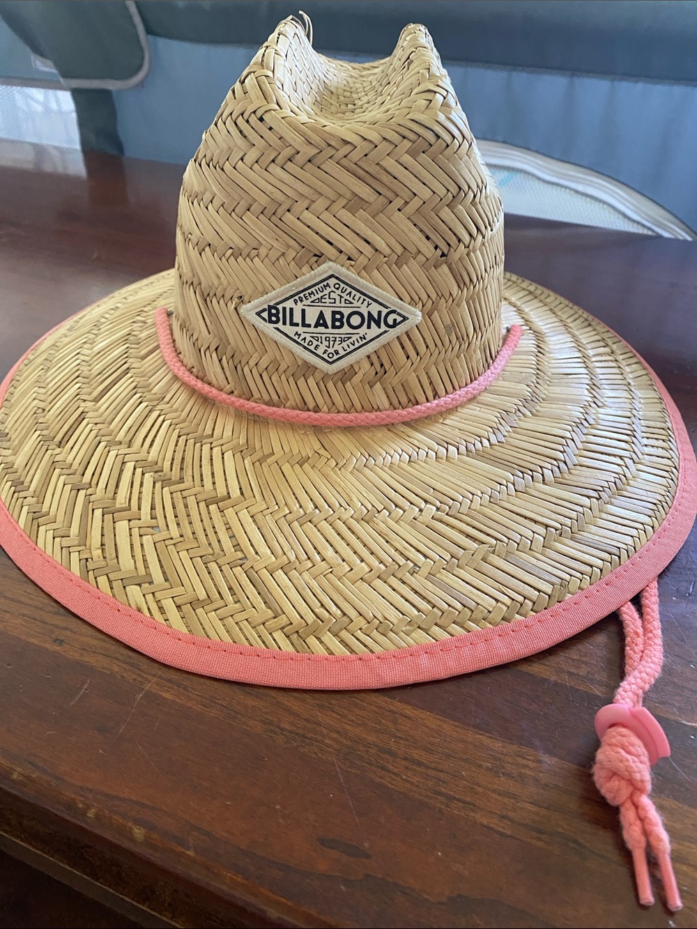 Billabong Women’s Natural Straw Sun Hat with Pink Trim